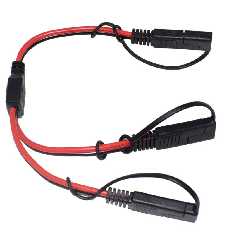 BERLAT 14AWG SAE DC Power Automotive Connector Cable Y Splitter 1 to 2 SAE Extension Cable, Fit for Suitable for Solar Battery Connection and Transfer 12inch/30cm - with Protective Cover - Image 4